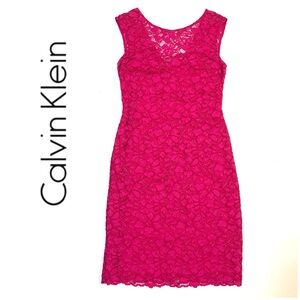 Calvin Klein Pink Lace Overlay Dress 6